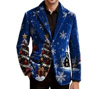 Giacca Uomo Mezza Stagione Blazer Elegante Abito Casual Smoking Natalizio | Jacket Maniche Lunghe con Risvolto Collo Buttons Tasche Velluto a Coste Doppio Cardigan Caldo Slim Tenue Giubbino Suits Men