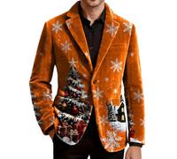 Giacca Uomo Mezza Stagione Blazer Elegante Abito Casual Smoking Natalizio | Jacket Maniche Lunghe con Risvolto Collo Buttons Tasche Velluto a Coste Doppio Cardigan Caldo Slim Tenue Giubbino Suits Men