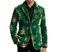 Giacca Uomo Mezza Stagione Blazer Elegante Abito Casual Smoking Natalizio | Jacket Maniche Lunghe con Risvolto Collo Buttons Tasche Velluto a Coste Doppio Cardigan Caldo Slim Tenue Giubbino Suits Men