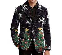 Giacca Uomo Mezza Stagione Blazer Elegante Abito Casual Smoking Natalizio | Jacket Maniche Lunghe con Risvolto Collo Buttons Tasche Velluto a Coste Doppio Cardigan Caldo Slim Tenue Giubbino Suits Men