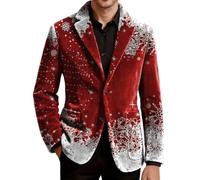 Giacca Uomo Mezza Stagione Blazer Elegante Abito Casual Smoking Natalizio | Jacket Maniche Lunghe con Risvolto Collo Buttons Tasche Velluto a Coste Doppio Cardigan Caldo Slim Tenue Giubbino Suits Men