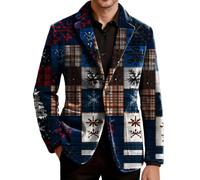 Giacca Uomo Mezza Stagione Blazer Elegante Abito Casual Smoking Natalizio | Jacket Maniche Lunghe con Risvolto Collo Buttons Tasche Velluto a Coste Doppio Cardigan Caldo Slim Tenue Giubbino Suits Men
