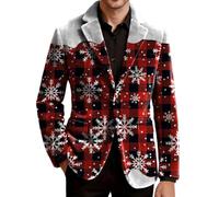 Giacca Uomo Mezza Stagione Blazer Elegante Abito Casual Smoking Natalizio | Jacket Maniche Lunghe con Risvolto Collo Buttons Tasche Velluto a Coste Doppio Cardigan Caldo Slim Tenue Giubbino Suits Men