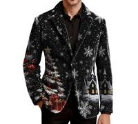 Giacca Uomo Mezza Stagione Blazer Elegante Abito Casual Smoking Natalizio | Jacket Maniche Lunghe con Risvolto Collo Buttons Tasche Velluto a Coste Doppio Cardigan Caldo Slim Tenue Giubbino Suits Men