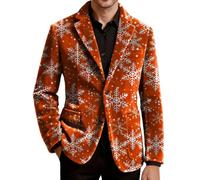 Giacca Uomo Mezza Stagione Blazer Elegante Abito Casual Smoking Natalizio | Jacket Maniche Lunghe con Risvolto Collo Buttons Tasche Velluto a Coste Doppio Cardigan Caldo Slim Tenue Giubbino Suits Men