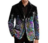 Giacca Uomo Mezza Stagione Blazer Elegante Abito Casual Smoking Natalizio | Jacket Maniche Lunghe con Risvolto Collo Buttons Tasche Velluto a Coste Doppio Cardigan Caldo Slim Tenue Giubbino Suits Men