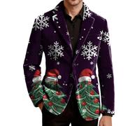 Giacca Uomo Mezza Stagione Blazer Elegante Abito Casual Smoking Natalizio | Jacket Maniche Lunghe con Risvolto Collo Buttons Tasche Velluto a Coste Doppio Cardigan Caldo Slim Tenue Giubbino Suits Men