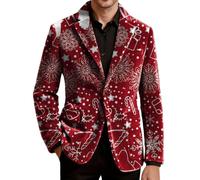 Giacca Uomo Mezza Stagione Blazer Elegante Abito Casual Smoking Natalizio | Jacket Maniche Lunghe con Risvolto Collo Buttons Tasche Velluto a Coste Doppio Cardigan Caldo Slim Tenue Giubbino Suits Men