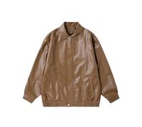 Giacca Uomo - Pelle Tuta vernale Oversize con Cerniera Pelle Volante Pelle con Risvolto (Coffee XL)