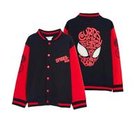 Giacca varsity da baseball Spiderman per ragazzi e ragazze con occhi che brillano al buio, giacca bomber Marvel Spidey per bambini, calda, Nero e rosso, 7-8 Years