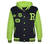 Giacca Varsity Per Bambini In Felpa Con Cappuccio Charcoal E Neon Green NYC/FOX