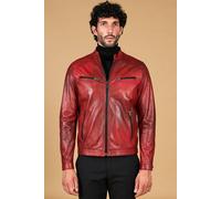 Giacca Vera Pelle Rossa Uomo Giubbotto Giubbino Made in Italy Hamilton