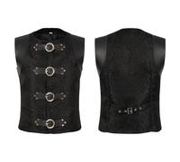Giacca Vest Gotico da Uomo Tailcoat Steampunk Cappotto Vintage Costume di Halloween Medievale Uniforme Rinascimentale Coat Vittoriano Giacca Pulsante in Pelle Abbigliamento per Cosplay Carnevale