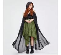 Giacca Vintage Con Cappuccio E Stile Regina Elfica Del Bosco, Vestibilità Ampia L,M,SHalloween,Colore unicoTessuto intrecciato