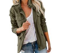 Giacche cargo da donna, stile militare, in cotone, casual, da lavoro, lavoro, sicurezza, safari, parka, multi-tasca, leggera, pratica, autunnale, giacche di transizione, 1#Verde militare, S