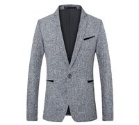Giacche Casual Knit Blazer Costume per gli Uomini Cappotti Sportivi Solidi Leggero Un Pulsante Giacca Business Slim Fit, grigio, XXL