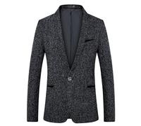 Giacche Casual Knit Blazer Costume per gli Uomini Cappotti Sportivi Solidi Leggero Un Pulsante Giacca Business Slim Fit, Nero , 5XL