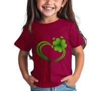Giacche con chiusura per ragazze e ragazzi St Day Shirt Graphic Tee Comfort Fit for Daily Wear Green Ages 1 15 T Shirt stampa bambini, Vino, 6-7 Jahre