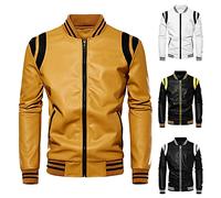 Giacche da baseball da uomo giacche bomber in pelle da uomo giacca varsity casual intelligente giacca da moto slim fit giacca da motociclista con zip intera cappotto patchwork a contrasto cromatico