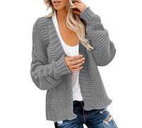 Giacche da donna a maglia aperta sul davanti, maglia morbida, tinta unita, a maniche lunghe, casual, cardigan da donna, grigio., S