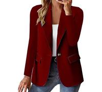 Giacche da donna Giacca con un bottone Blazer a maniche lunghe con colletto alla coreana Cappotti con tasche Bottone per Donna Cappotti Cardigan Suit Giacca Formale Top, vino, M