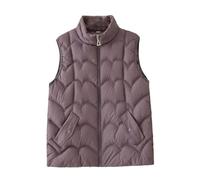 Giacche da donna in cotone caldo con imbottitura in cotone, vestibilità larga, senza maniche, per primavera e inverno, Viola, X-Small