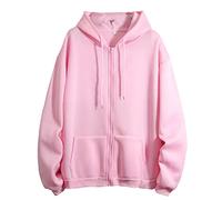 Giacche da donna per le mezze stagioni, giacca lunga sportiva con chiusura lampo, da donna, a maniche lunghe, tinta unita, con cappuccio, con cappuccio, con coulisse, comoda felpa elegante, Colore