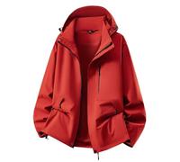Giacche da donna, trench casual con cappuccio, foderate, leggere, impermeabili, da viaggio, taglia 46, Colore: rosso, 4XL