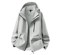 Giacche da donna, trench casual con cappuccio, foderate, leggere, impermeabili, da viaggio, taglia 46, grigio., S