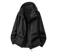Giacche da donna, trench casual con cappuccio, foderate, leggere, impermeabili, da viaggio, taglia 46, Nero , 4XL