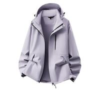 Giacche da donna, trench casual con cappuccio, foderate, leggere, impermeabili, da viaggio, taglia 46, Viola chiaro, S