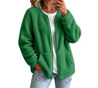 Giacche da donna Uk Bomber Collar Full Zip Fluffy Winter Outwear | Giacca in pile da donna, a maniche lunghe, tinta unita, con tasche profonde, casual, vestibilità comoda