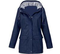 Giacche da pioggia da donna UK impermeabili antivento full zip up con cappuccio impermeabile casual tinta unita coulisse leggero cardigan con tasche da donna autunno inverno escursionismo campeggio