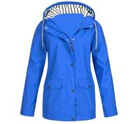 Giacche da pioggia da donna UK impermeabili antivento full zip up con cappuccio impermeabile casual tinta unita coulisse leggero cardigan con tasche da donna autunno inverno escursionismo campeggio