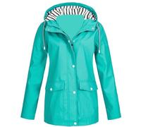 Giacche da pioggia da donna UK impermeabili antivento full zip up con cappuccio impermeabile casual tinta unita coulisse leggero cardigan con tasche da donna autunno inverno escursionismo campeggio
