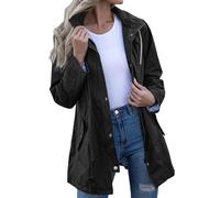 Giacche da pioggia leggere per le donne Regno Unito Cappotti da pioggia lunghi per le donne Giacca a vento impermeabile Slim Fit Giacche casual Fodera a righe Trench Cappotti da viaggio all'aperto