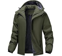 Giacche da Sci Invernali da Uomo Cappotti in Pile Impermeabili Giacca da Snowboard Termica Isolata Parka Impermeabile con Cappuccio, Green, XL