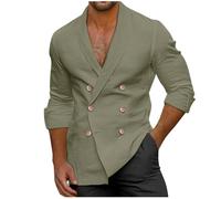 Giacche da uomo eleganti casual con colletto giacche leggere da uomo con scollo a V UK Top a maniche lunghe doppio petto camicia da spiaggia confortevole cotone casa top vestibilità ampia giacca da