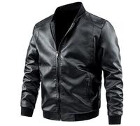Giacche da Uomo - Giacca in Pu da Uomo Taglie Forti A Maniche Lunghe Cappotto in Pelle da Uomo Cappotto da Motociclista Casual Giubbotti in Pelle da Uomo di Grandi Dimensioni, Nero,L