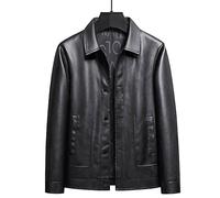 Giacche da Uomo - Moda Uomo Business Giacca in Pelle Primavera Autunno Lapel-Up Pu U Uomo Giacca in Pelle Maschio Cappotto Largo Abbigliamento Asiatico Taglia M-4Xl Giacca Streetwear Capispa