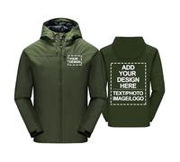 Giacche da uomo softshell cappuccio personalizzate giacca antivento impermeabile personalizzata giacca antipioggia fai da te logo testo foto regalo ciclismo campeggio pesca, green-m