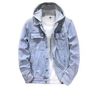 Giacche di jeans da uomo, jeans casual, cappotti, abbigliamento da strada, capispalla alla moda, blu chiaro, taglia grande