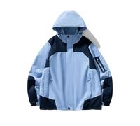 Giacche di moda Collo alto giacche da donna Giacche tattiche ricamate in cotone giacche a vento larghe da donna, Qz552 Blu cielo, L
