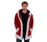 Giacche di Natale per Uomo con Babbo Natale (The Christmas Chronicles), Pelliccia Finta Shearling e Xmas, Rosse e Giacche in Pelle di Pecora, Trench Coat (Red, S)