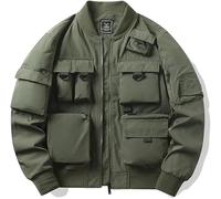 Giacche Estive Da Uomo, Bomber Da Uomo Tasche Multiple Giacca Sportiva All'aria Aperta Giacca Da Motociclista Tattica Giacca Di Transizione Vintage Da Uomo Bomber Classico Regular F, Military Green, S