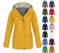 Giacche Giacca antipioggia lunga da donna Fodera a righe Cappotti antipioggia Plus Size Viaggio Escursionismo Giacca a vento Giacche funzionali 3 in 1 Outdoor Casual Trench Cappotti Abbigliamento