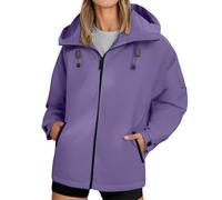 Giacche impermeabili da donna Regno Unito leggere con zip intera antivento con cappuccio cappotti con tasche autunno inverno da donna traspiranti impermeabili attivi per attività all'aperto taglie