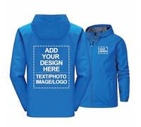 Giacche impermeabili da uomo con logo personalizzato immagini e testo giacca antipioggia con cerniera completa antivento traspirante abbigliamento da lavoro impermeabile, blue-s