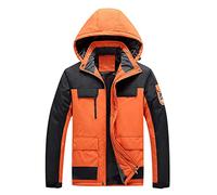 Giacche impermeabili da uomo in pile spesso giacca invernale con cappuccio impermeabile giacca a vento calda blocco di colore multi tasca giacca casual outdoor snowboard sci giacche, 1 arancione, L