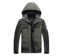 Giacche impermeabili da uomo in pile spesso giacca invernale con cappuccio impermeabile giacca a vento calda blocco di colore multi tasca giacca casual outdoor snowboard sci giacche, 1 verde militare